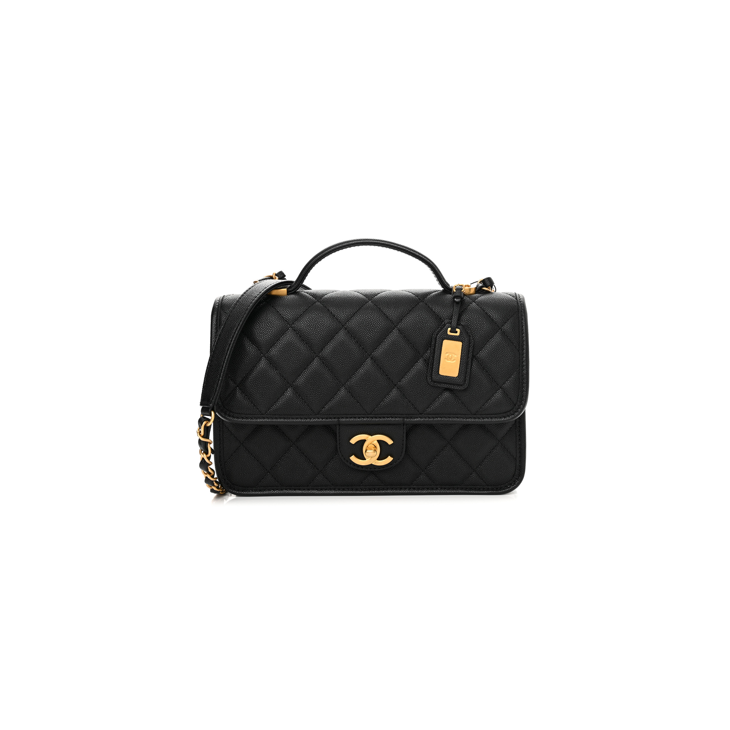 CHANEL MASTER CAVIAR QUILTED SCHOOL MEMORY  TOP HANDLE FLAP BLACK (25*21.5*7cm)